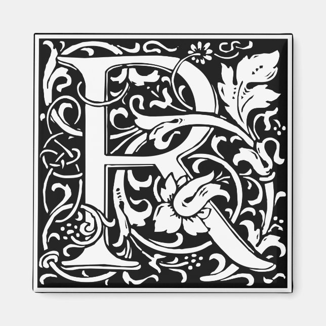 Letter R Mittelalterliche Monogram Art Nouveau Magnet (Vorne)