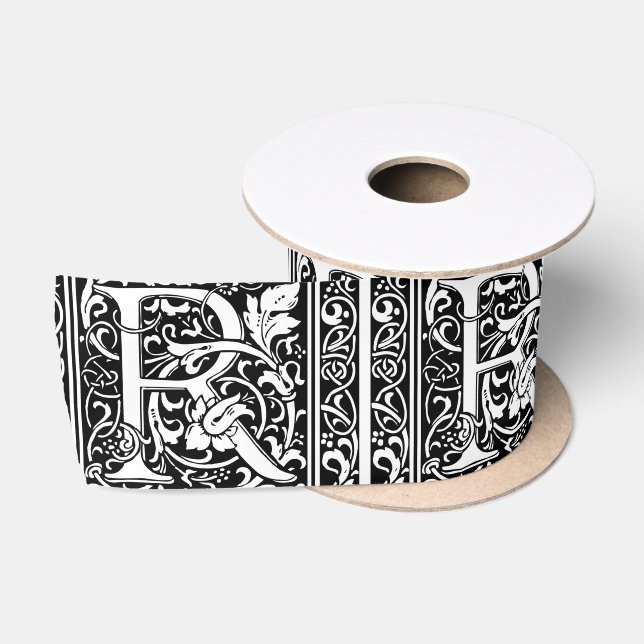 Letter R Mittelalterliche Monogram Art Nouveau Satinband (Spule)