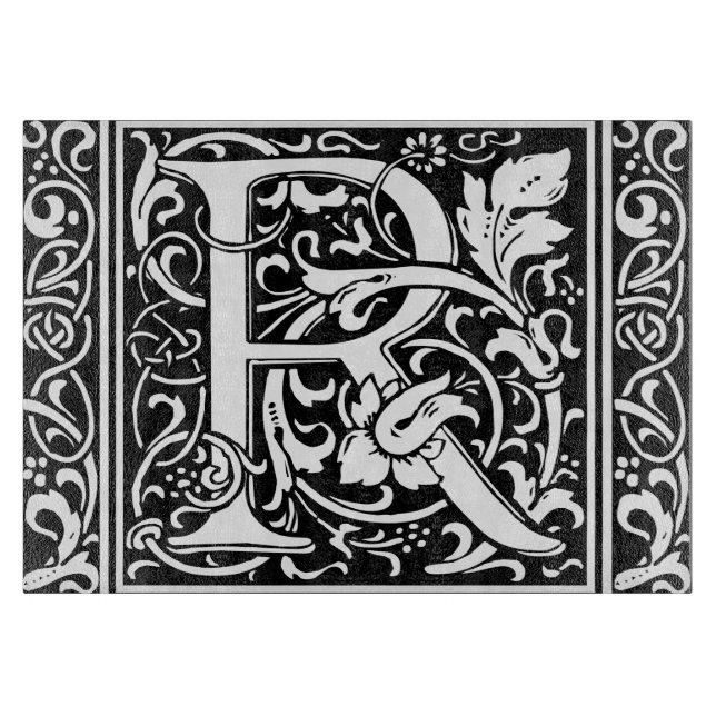 Letter R Mittelalterliche Monogram Art Nouveau Schneidebrett (Vorderseite)