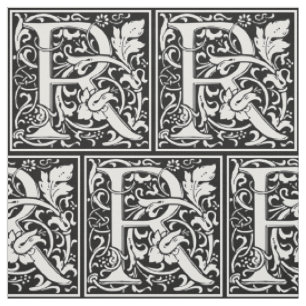Letter R Mittelalterliche Monogram Art Nouveau Stoff