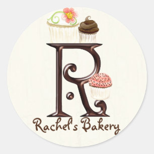 Letter R Monogram Cupcake Logo-Aufkleber Runder Aufkleber