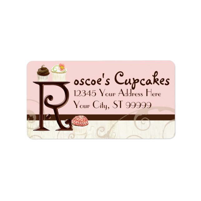 Letter R Monogram Dessert Bakery Address Labels Adressaufkleber (Vorne)