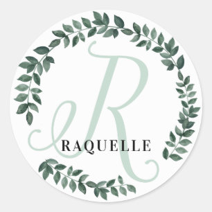 Letter R Monogram Individuelle Name Minimalistisch Runder Aufkleber