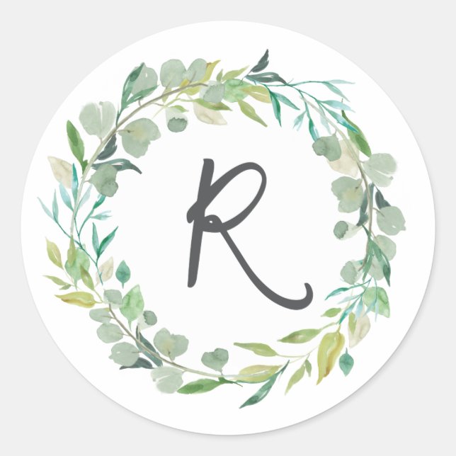 Letter R Monogram, Initial Sticker Umschlag Aufkle (Vorderseite)