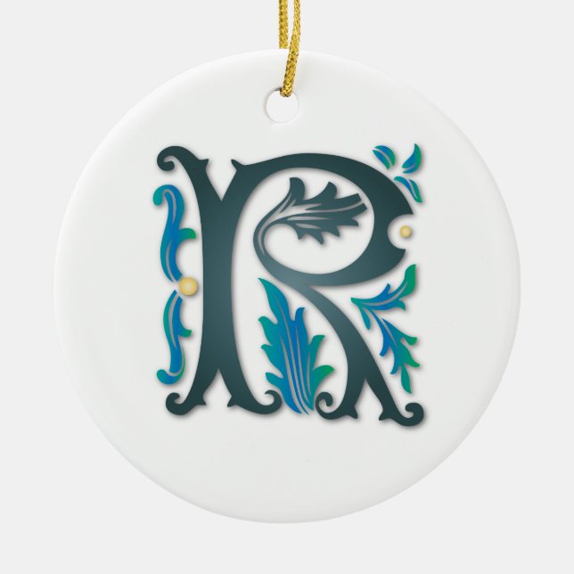 Letter R Monogram Keramikornament (Vorne)