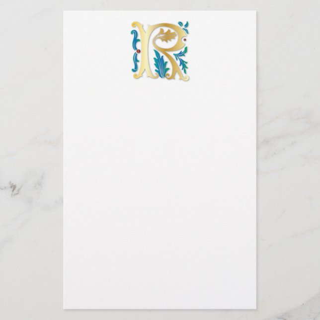 Letter R Monogram-Lilie Briefpapier (Vorderseite)