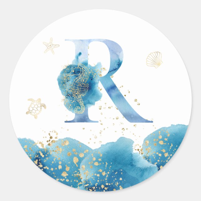 *~* LETTER R - Sea Ocean Beach Umschlag Aufkleber (Vorderseite)