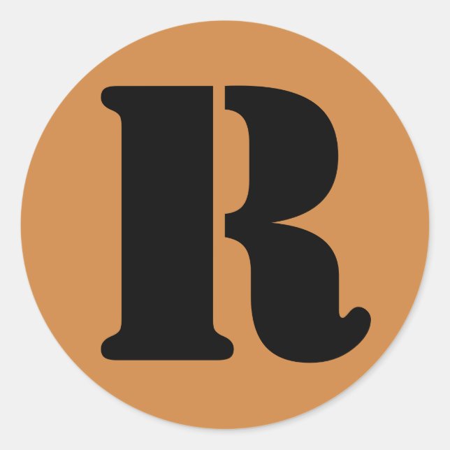 Letter R Stencil Alphabet von Janz Peru Gold Runder Aufkleber (Vorderseite)