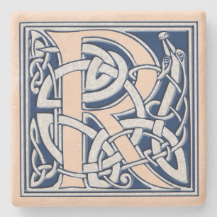 Letter R with Celtic Dragons Steinuntersetzer