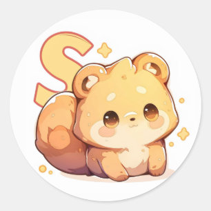 Letter S Anime-Tier Runder Aufkleber