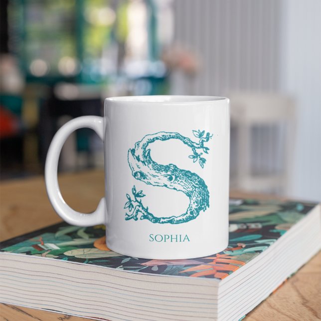 Letter S Aquamarin Monogram Modern Name Kaffeetasse (Von Creator hochgeladen)