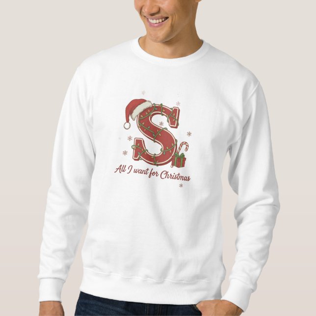 Letter S Christmas Monogram Design Sweatshirt (Vorderseite)