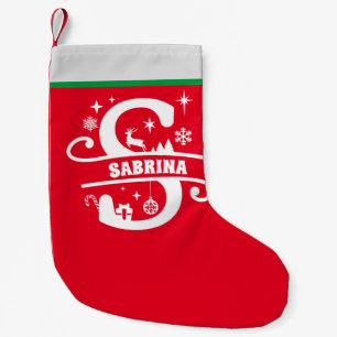 Letter S Christmas Monogram Initial Name Red White Kleiner Weihnachtsstrumpf