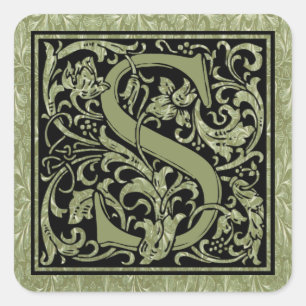Letter S First Letter Monogram Quadratischer Aufkleber