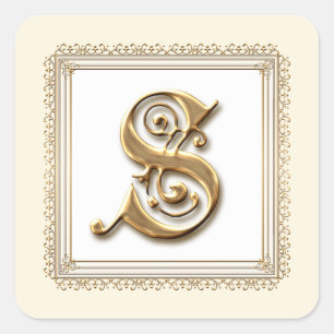 Letter S - Gold & Lace Classic Siegel Quadratischer Aufkleber