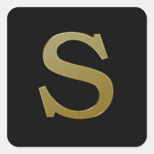 Letter S Gold Square Aufkleber