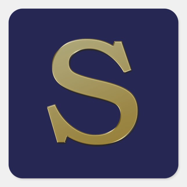 Letter S Gold Square Sticker (Vorderseite)