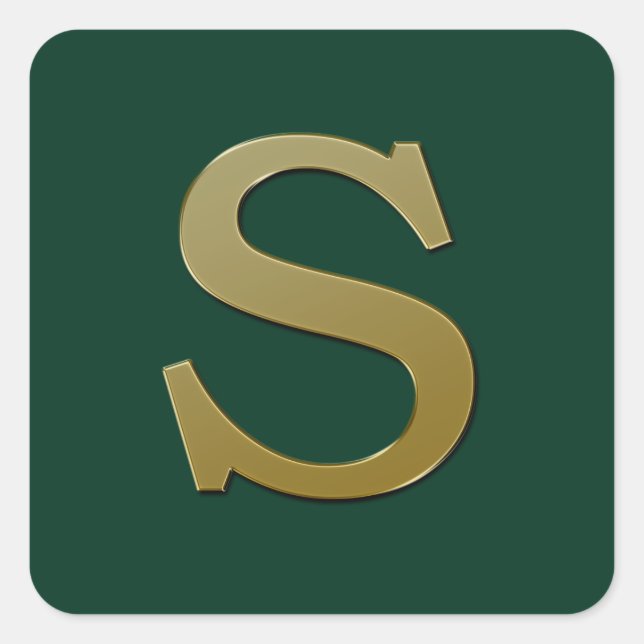 Letter S Gold Square Sticker (Vorderseite)