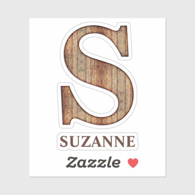 Letter S-Holzstruktur mit individuelle Name-Aufkle Aufkleber (Blatt)