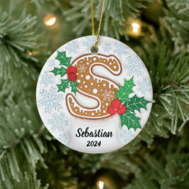Letter S Individuelle Name Monogram Christmas Keramik Ornament