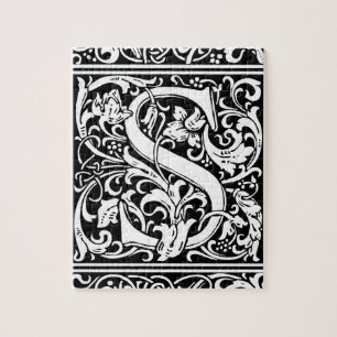 Letter S Medieval Monogram Vintag Initial