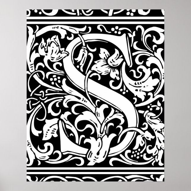 Letter S Medieval Monogram Vintag Initial Poster (Vorne)