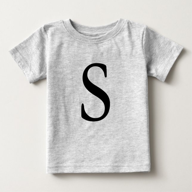 Letter S mit Monogramm schwarze Initial t Shirt (Vorderseite)