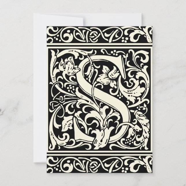 Letter S mittelalterliches Monogramm Art Nouveau Einladung (Vorderseite)