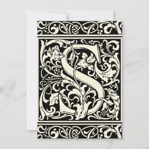 Letter S mittelalterliches Monogramm Art Nouveau Einladung