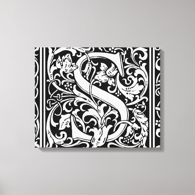 Letter S mittelalterliches Monogramm Art Nouveau Leinwanddruck (Vorderseite)