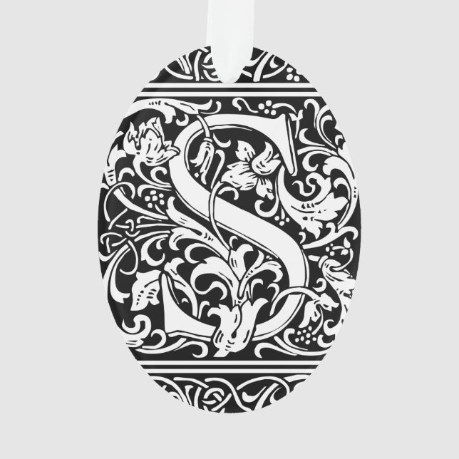 Letter S mittelalterliches Monogramm Art Nouveau Ornament (Rückseite)