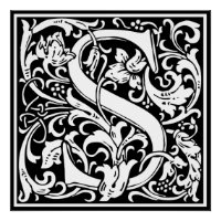 Letter S mittelalterliches Monogramm Art Nouveau