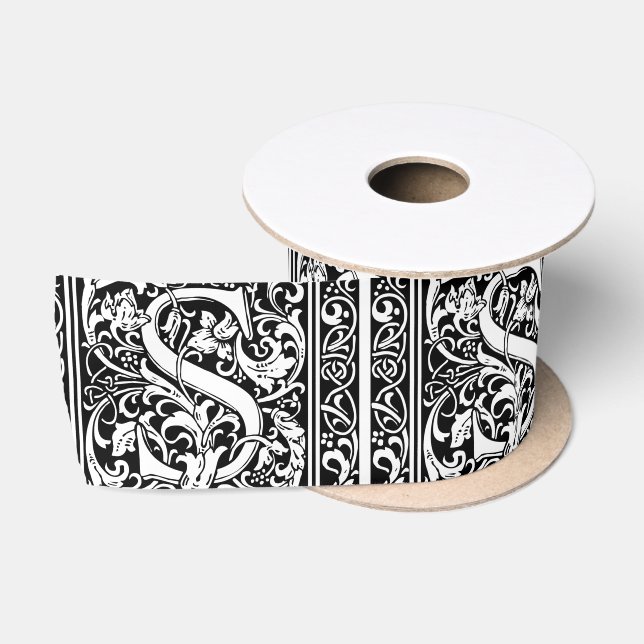 Letter S mittelalterliches Monogramm Art Nouveau Satinband (Spule)