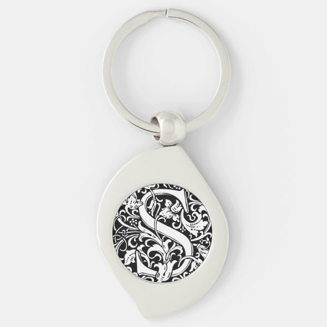 Letter S mittelalterliches Monogramm Art Nouveau Schlüsselanhänger (Vorderseite)