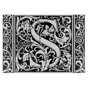 Letter S mittelalterliches Monogramm Art Nouveau Schneidebrett
