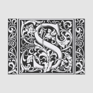 Letter S mittelalterliches Monogramm Art Nouveau Seidenpapier