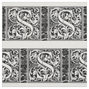 Letter S mittelalterliches Monogramm Art Nouveau Stoff