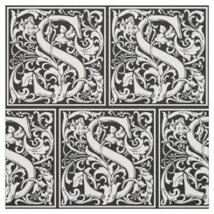 Letter S mittelalterliches Monogramm Art Nouveau Stoff