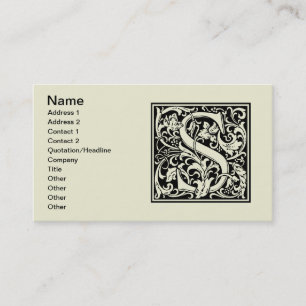 Letter S mittelalterliches Monogramm Art Nouveau Visitenkarte