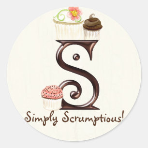 Letter S Monogram Cupcake Logo Business-Aufkleber Runder Aufkleber