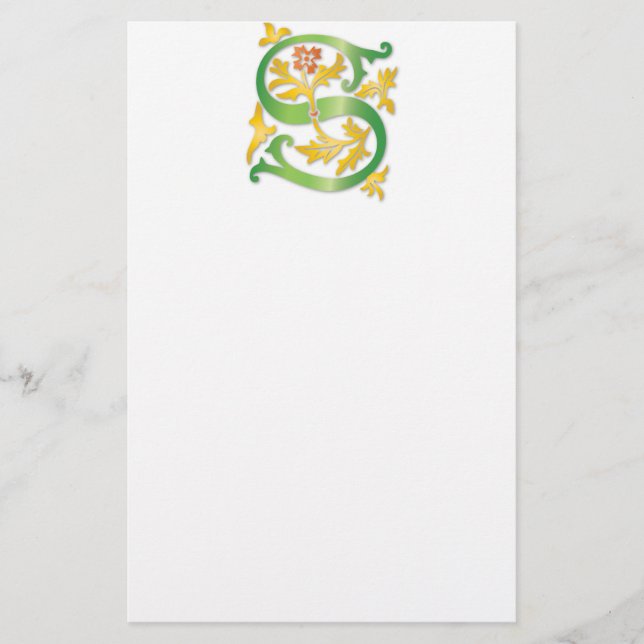 Letter S Monogram-Lilie Briefpapier (Vorderseite)