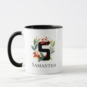 Letter S Monogram Ursprünglicher Berry Wreath Tasse