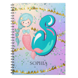 Letter S Monogram Watercolor Niedlich Mermaid Kind Notizblock