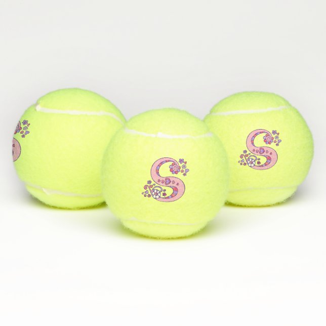 Letter-S-Monogramm-Girls personalisierte Doodart Tennisbälle (Multi)