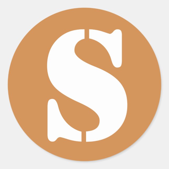 Letter S Peru Gold Stencil Alphabet von Janz Runder Aufkleber (Vorderseite)