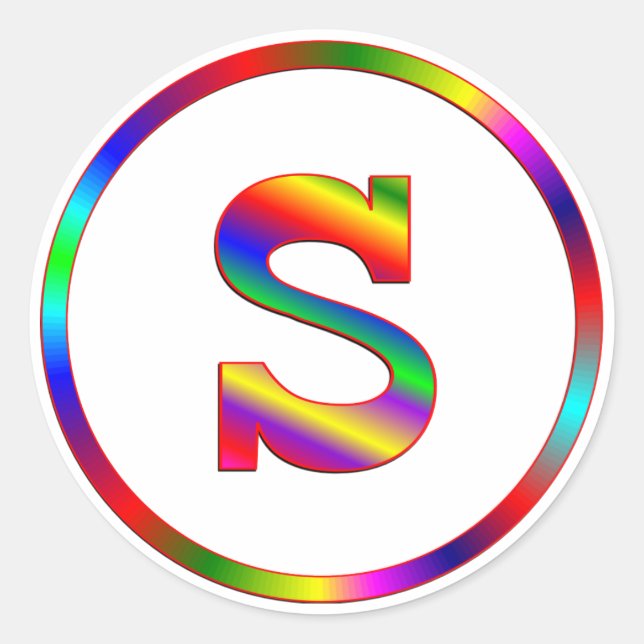 Letter S Rainbow Runder Aufkleber (Vorderseite)