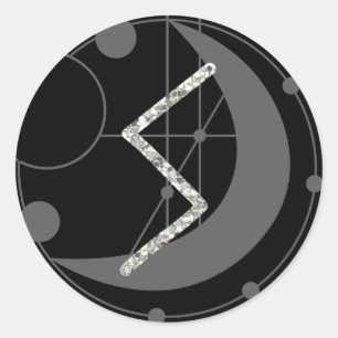 Letter S Rune Rune Monogram Geometric Moon Black Runder Aufkleber
