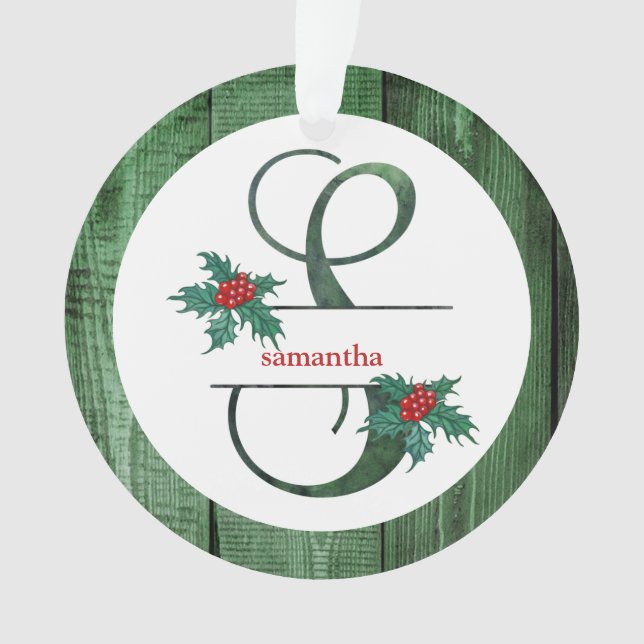 *~* Letter S Rustikales Weihnachtsfest FOTO Holz A Ornament (Vorderseite)