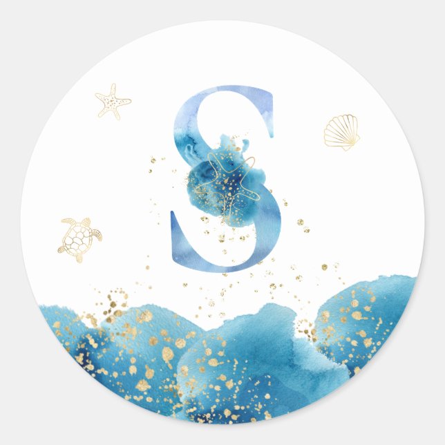 *~* LETTER S - Sea Ocean Beach Umschlag Aufkleber (Vorderseite)