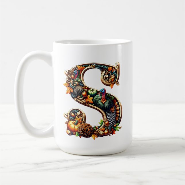 Letter S Thanksgiving turkey style gift  Kaffeetasse (Links)